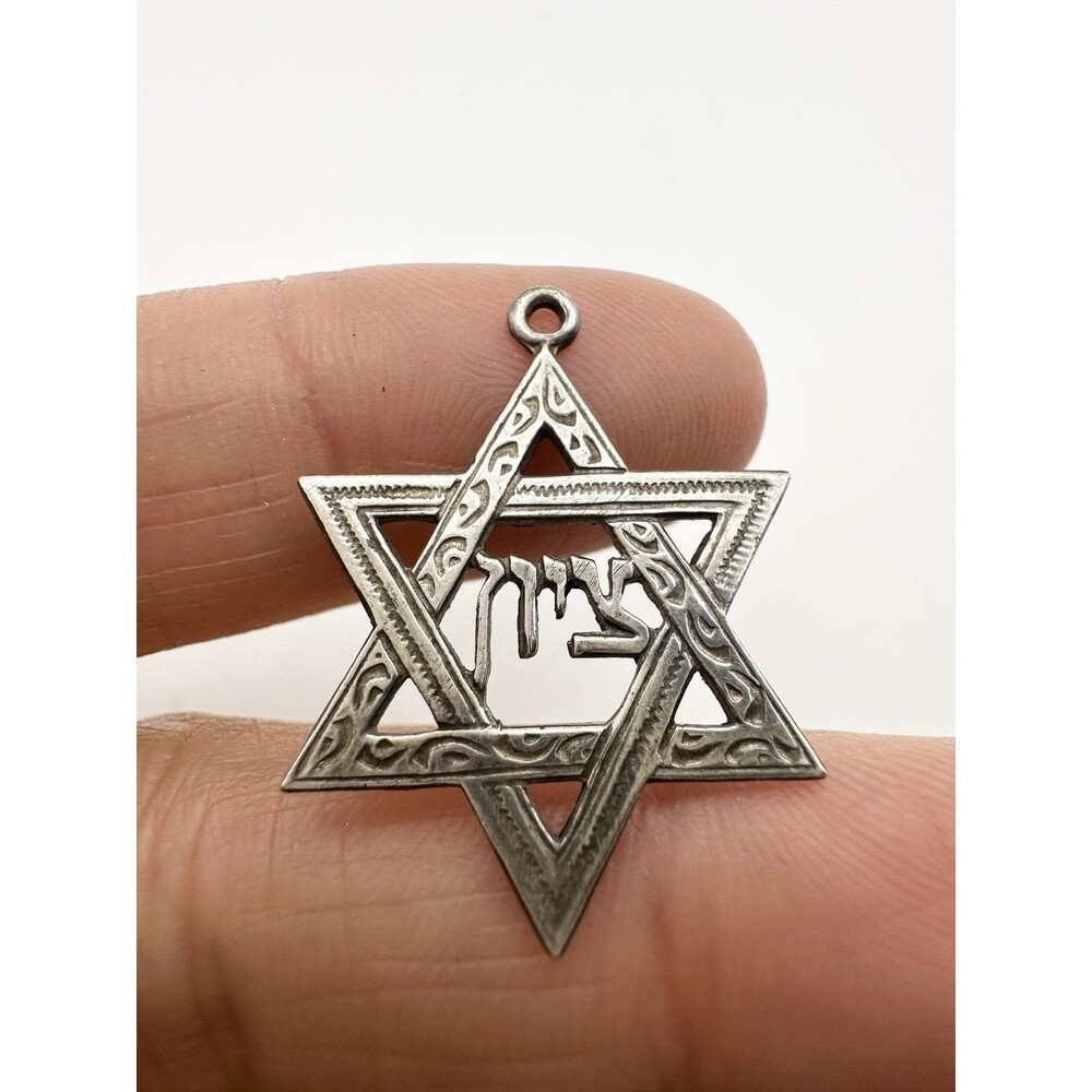 Vintage Sterling Silver Star of David with Chai Jewish Charm